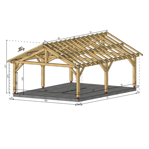 SARAN Auvent 2 pans, lxL 5.5x7.5m SAPIN