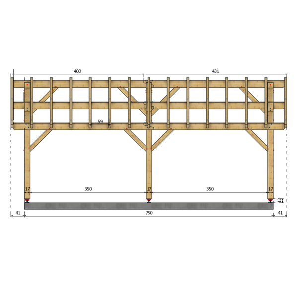 SARAN Auvent 2 pans, lxL 5.5x7.5m SAPIN