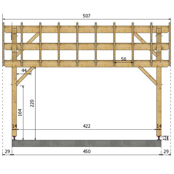 SELONGEY Auvent 2 pans, lxL 4.5x4.5m SAPIN
