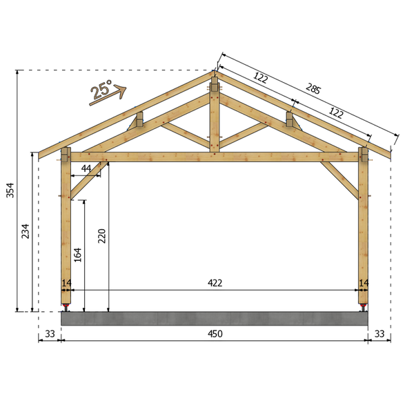 SELONGEY Auvent 2 pans, lxL 4.5x4.5m SAPIN