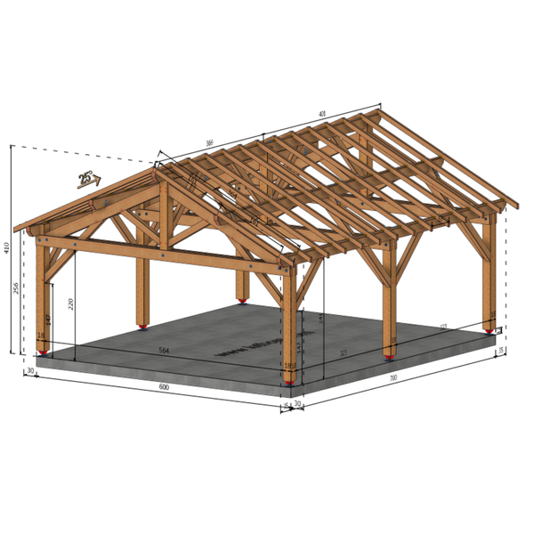 SEMOY Auvent 2 pans, lxL 6x7m SAPIN