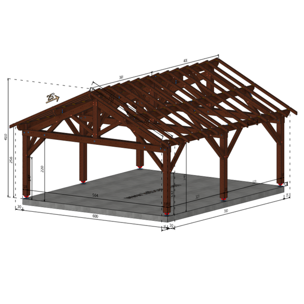 SEMOY Auvent 2 pans, lxL 6x7m SAPIN