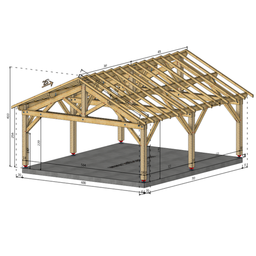 SEMOY Auvent 2 pans, lxL 6x7m SAPIN