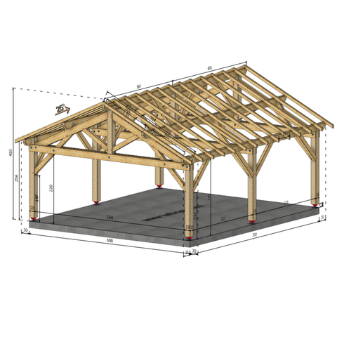 SEMOY Auvent 2 pans, lxL 6x7m SAPIN