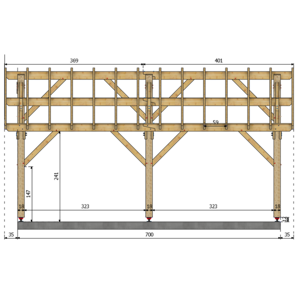 SEMOY Auvent 2 pans, lxL 6x7m SAPIN