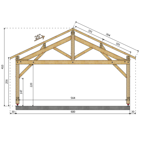 SEMOY Auvent 2 pans, lxL 6x7m SAPIN