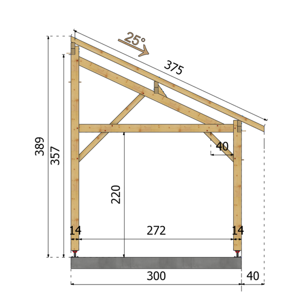 SIENNE Auvent monopente, lxL 3x3.5m SAPIN