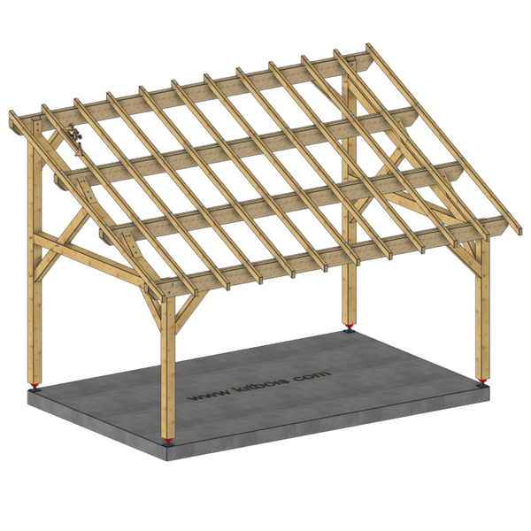 SPELLO Auvent monopente, lxL 3.5x5.5m SAPIN