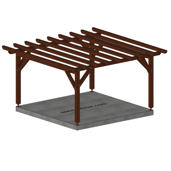 TANGER Pergola toit plat, lxL 4x4m SAPIN AUTOCLAVE MARRON