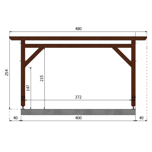 TANGER Pergola toit plat, lxL 4x4m SAPIN AUTOCLAVE MARRON