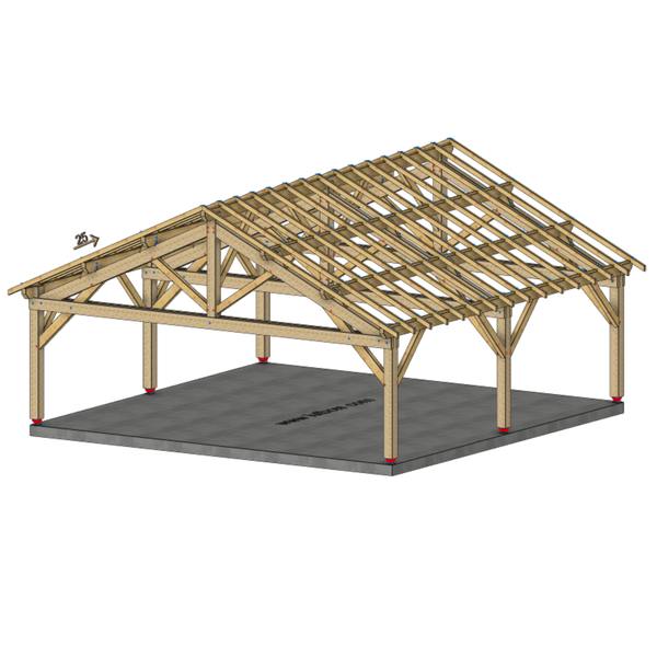 TERMINIERS Auvent 2 pans, lxL 8x8m SAPIN