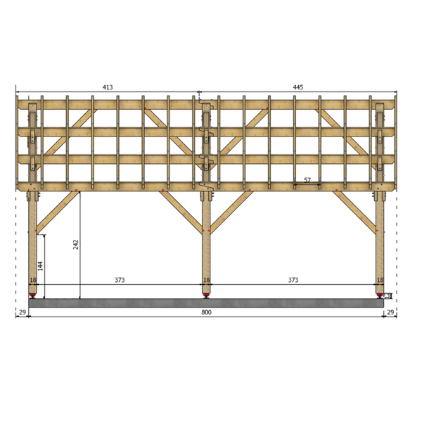 TERMINIERS Auvent 2 pans, lxL 8x8m SAPIN