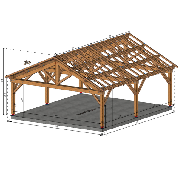 TOURY Auvent 2 pans, lxL 7x8m SAPIN