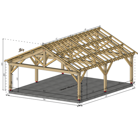 TOURY Auvent 2 pans, lxL 7x8m SAPIN