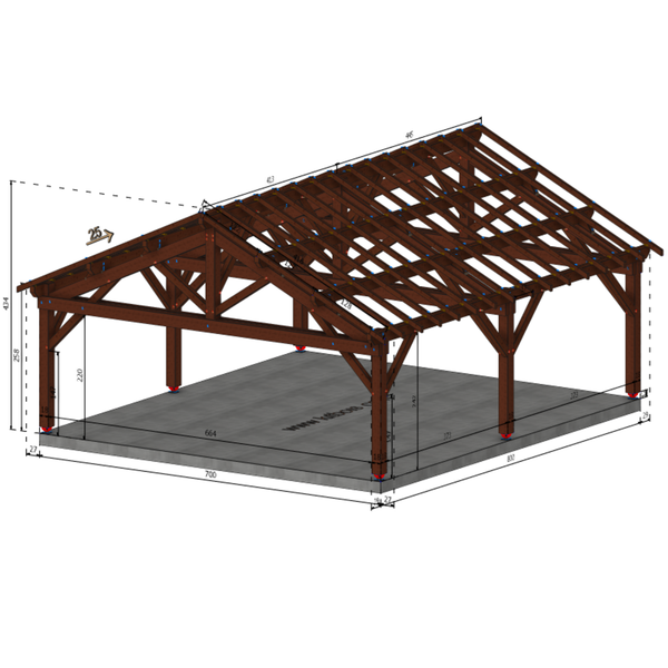 TOURY Auvent 2 pans, lxL 7x8m SAPIN