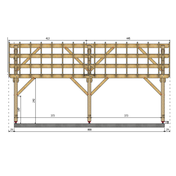 TOURY Auvent 2 pans, lxL 7x8m SAPIN