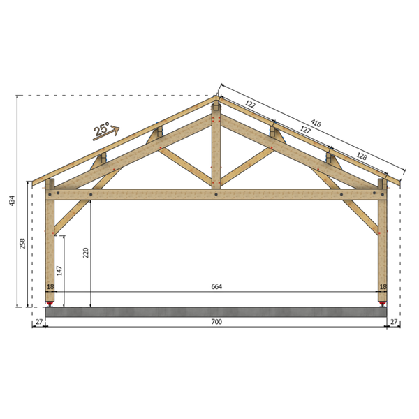 TOURY Auvent 2 pans, lxL 7x8m SAPIN