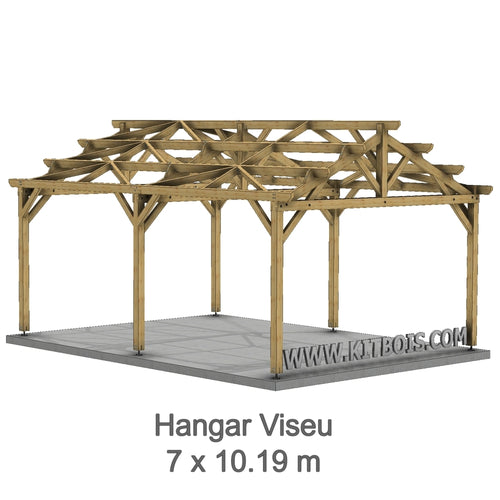 VISEU Hangar bois Ouvert / 2 pans  7.0 x 10.19m 25° de pente