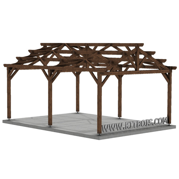 VISEU Hangar bois Ouvert / 2 pans  7.0 x 10.19m 25° de pente