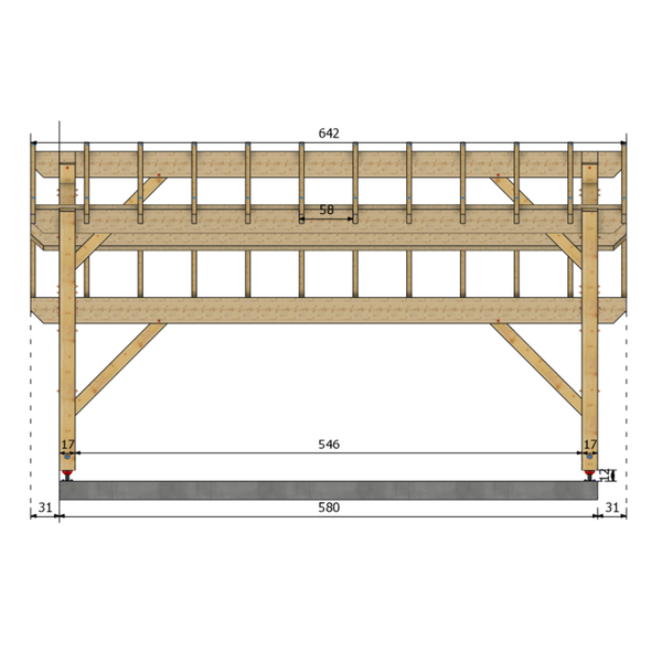 VALENCE Auvent 2 pentes inégales, lxL 3.5x5.8m SAPIN
