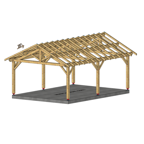 WASSY Auvent 2 pans, lxL 4.5x6.5m SAPIN