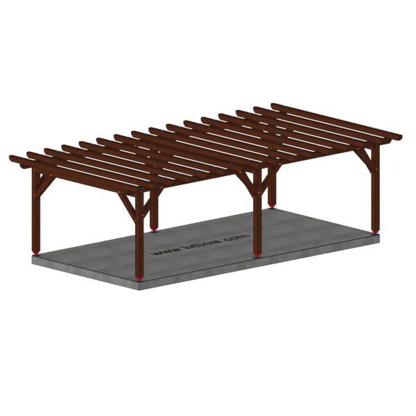 ZAGORA Pergola toit plat, lxL 4x8m SAPIN AUTOCLAVE MARRON