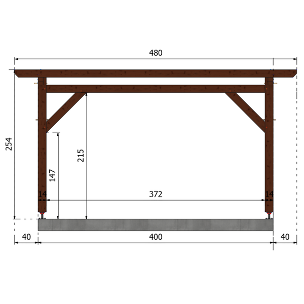 ZAGORA Pergola toit plat, lxL 4x8m SAPIN AUTOCLAVE MARRON