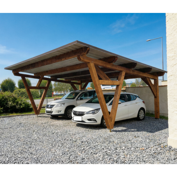 ABILENE / CARPORT2 / POTEAUX DROITS / 2 voitures, lxL 3.82x6.12m