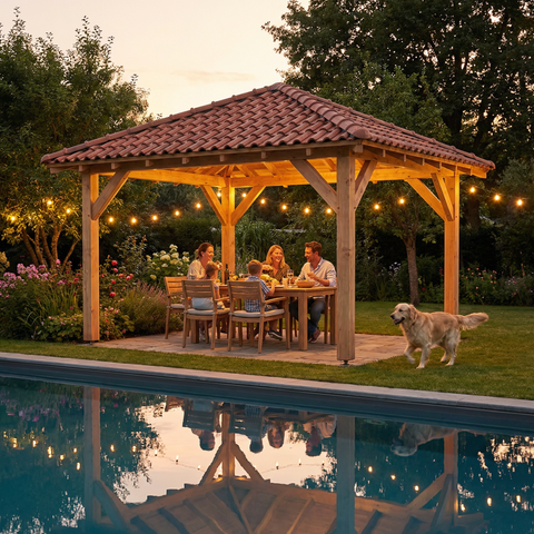 ANKARA Auvent 4 pans, lxL 4x4m SAPIN / Livraison OFFERTE