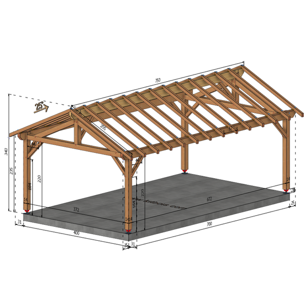 APREY Auvent 2 pans, lxL 4x7m SAPIN