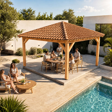 ANTALYA Auvent 4 pans, lxL 5x5m SAPIN / Livraison OFFERTE