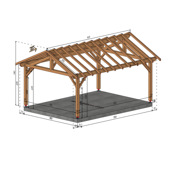 BEAUCHEMIN Auvent 2 pans, lxL 4x5.5m SAPIN