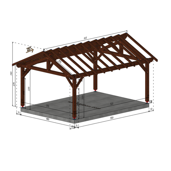 BEAUCHEMIN Auvent 2 pans, lxL 4x5.5m SAPIN