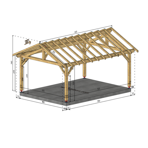 BEAUCHEMIN Auvent 2 pans, lxL 4x5.5m SAPIN