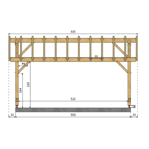 BEAUCHEMIN Auvent 2 pans, lxL 4x5.5m SAPIN