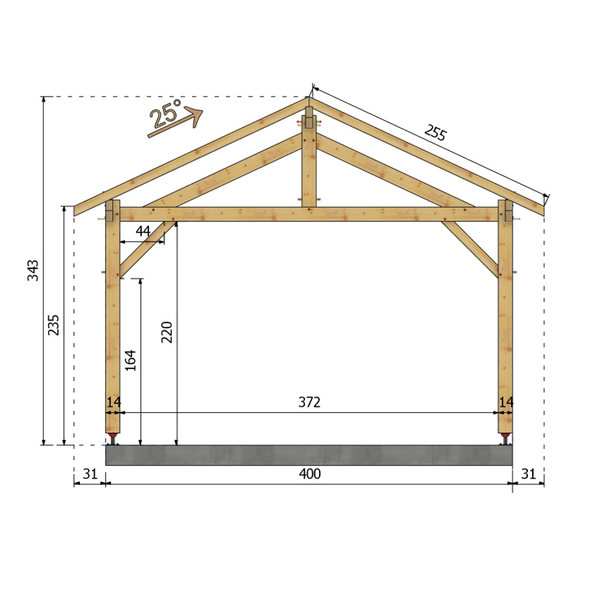 BEAUCHEMIN Auvent 2 pans, lxL 4x5.5m SAPIN