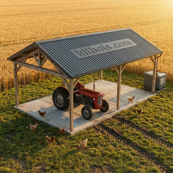 BRAGA Hangar bois Ouvert / 2 pans  6.0 x 10.17m 25° de pente