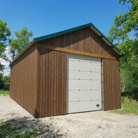 Hangar bois modèle BRAGA FERMABLE / 2 pans  6.0 x 10.17m 30° de pente SANS BARDAGE / Livraison OFFERTE