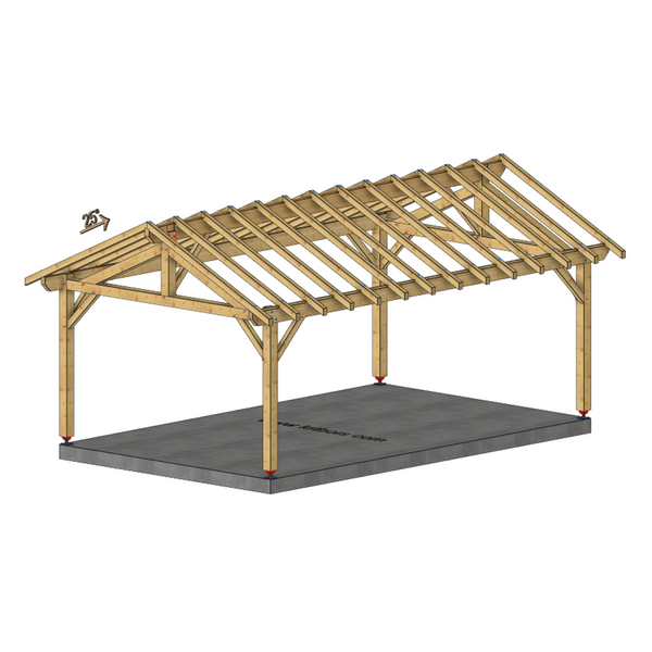 BRENNES Auvent 2 pans, lxL 4x6.5m SAPIN