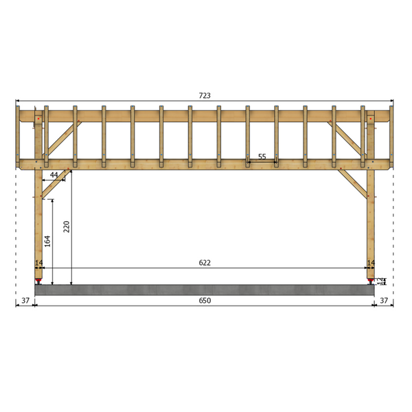 BRENNES Auvent 2 pans, lxL 4x6.5m SAPIN