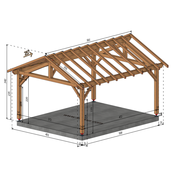 CHANOY Auvent 2 pans, lxL 4x5m SAPIN