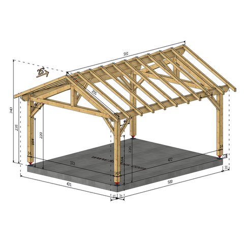 CHANOY Auvent 2 pans, lxL 4x5m SAPIN