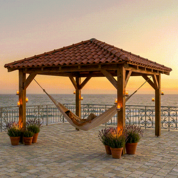 IZMIR Auvent 4 pans, lxL 4.5x4.5m SAPIN / Livraison OFFERTE