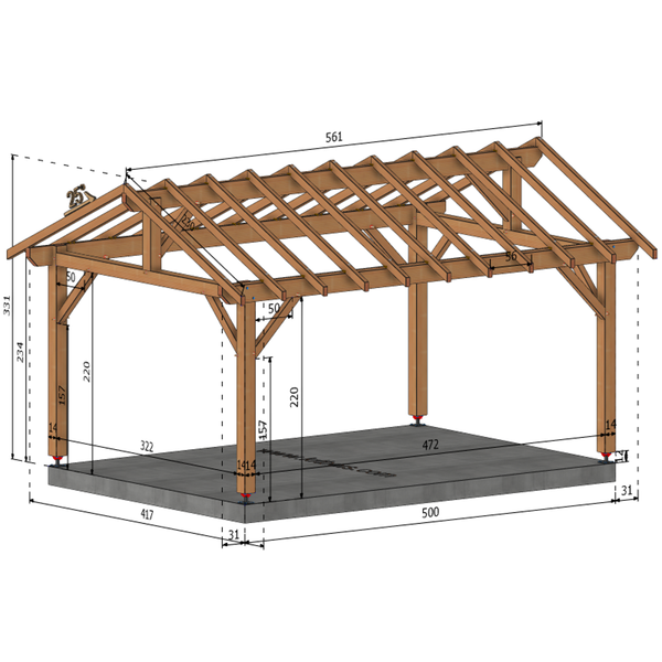 LACANCHE Auvent 2 pans, lxL 3.5x5m SAPIN