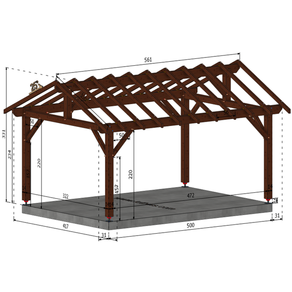 LACANCHE Auvent 2 pans, lxL 3.5x5m SAPIN