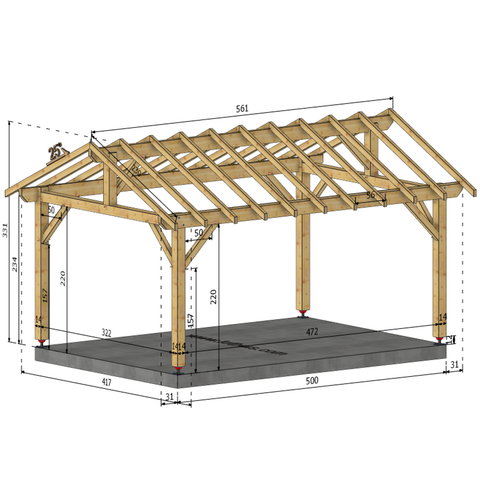LACANCHE Auvent 2 pans, lxL 3.5x5m SAPIN