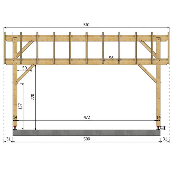 LACANCHE Auvent 2 pans, lxL 3.5x5m SAPIN