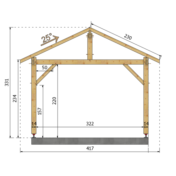 LACANCHE Auvent 2 pans, lxL 3.5x5m SAPIN
