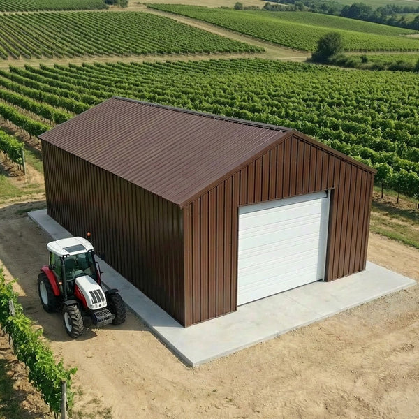 Hangar bois modèle LISBONNE FERMABLE / 2 pans  8.0 x 15.20m 25° de pente SANS BARDAGE