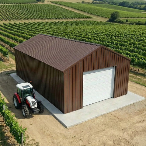 Hangar bois modèle LISBONNE FERMABLE / 2 pans  8.0 x 15.20m 25° de pente SANS BARDAGE